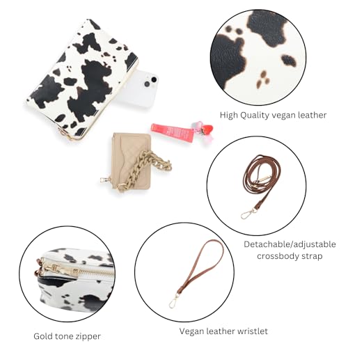 Image of JEN & CO. Riley Small Crossbody Bags Vegan Leather Wristlet Wallets Clutch Purses Shoulder Handbag for Women