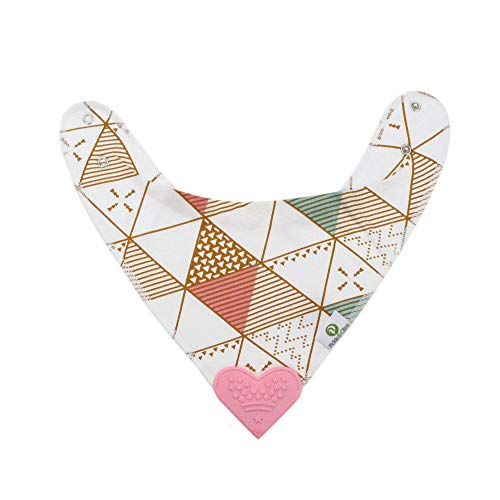 Baby Girl Bandana Teething Bibs - Attached Heart Teether - Set Of 4 - Pink #TOP7