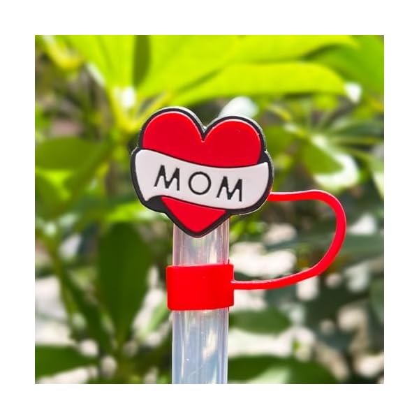 Stanley Straw Cover, 6 Pcs Mothers Day Straw Cover Cap for Stanley cup,10mm Silicone Red Pink Stanley Straw Topper, Mom stanley straw topper Mom Straw Cover for 30 40oz Stanley Cup Accessories - Image 4