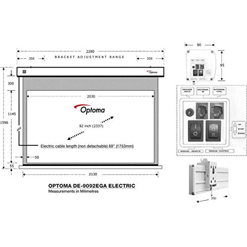 Optoma DE-9092EGA - Pantalla de proyección eléctrica (Home Cinema 92") formato 16:9, color blanco - imagen 2
