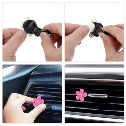 Image of 8 Pcs Car Air Vent Clips Daisy Flower Air Conditioning Outlet Clip Cute Car Air Freshener Clip with 8 Pcs DIY Unscented Fragrance Pads Daisy Car Decor Car Interior Decorations Refillable Car Diffuser
