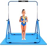 MARFULA Kip Bar Folding Gymnastic Bar with 5 FT Base Length 9 Height Levels Gymnastic Training Bar for Girls and Boys Between 3-9 Years Old at Home and Club Use