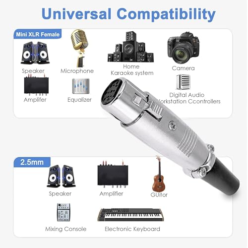 Image of MX 3 Pin XLR Microphone pin Pure Copper Nickel Plated Pins1 for High Conductivity microphone (6-pin female XLR connector, Pack of 2, Female Connector)