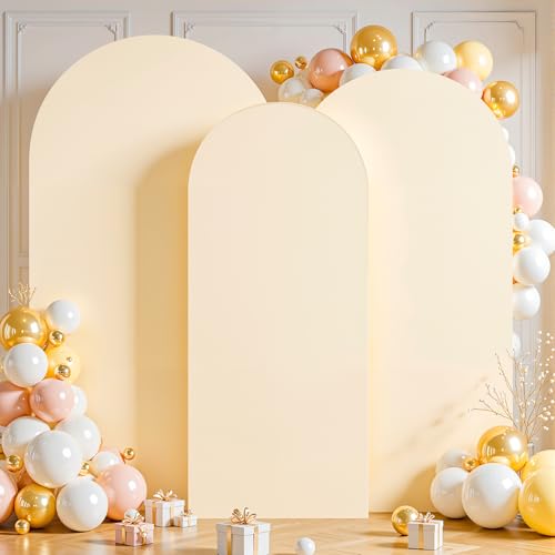Set of 3 Champagne Spandex Arch Backdrop Covers for 6/6.6/7.2FT Arch Stand