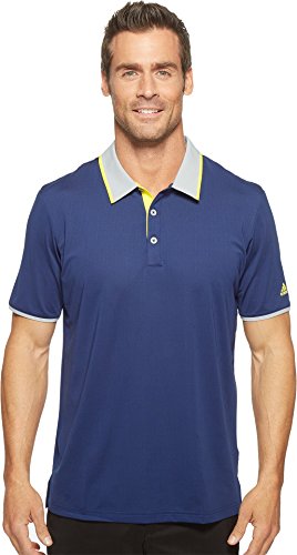 adidas Golf Men's Climacool Performance Shirt, Dark Blue/Mid Grey/Vivid Yellow, Medium