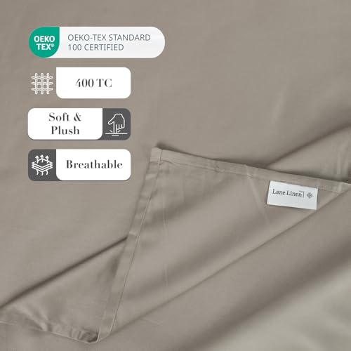 Image of LANE LINEN 400TC Super King Size Bedsheet with 2 Pillow Cases | 100% Cotton 3 Pc Bedding Set (2.74 M x 2.74 M) | Breathable & Wrinkle-Free | Sustainable & Eco Friendly Bedding Set (Ivory)