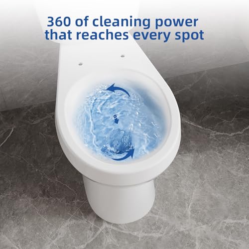 Two Piece Toilets Round, 19" ADA Comfort Height Toilet for Bathroom, 1.28 GPF Powerful Flush, 12 Inch Rough In