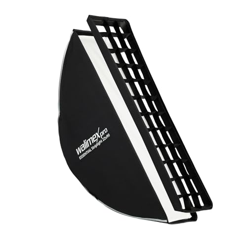 Walimex pro Essential Striplight Softbox 22x90cm, um 360° drehbar, einfacher Aufbau, inkl. Grid, Bowens Adapter und Transporttasche, ideal für Produkt-...