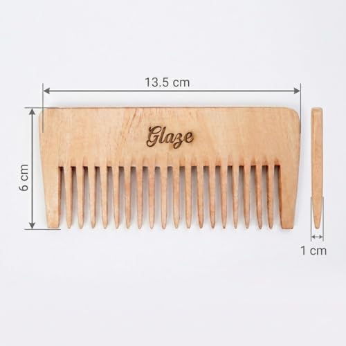 Image of Glaze Wooden Hair Shampoo Comb, Wide Tooth, Natural Wood, for Detangling Long Hair
