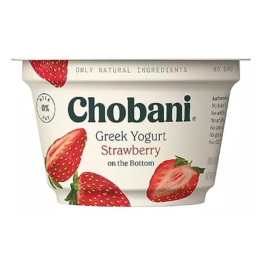 Chobani Greek Yogurt Variety Pack – 16 Count – Non-Fat with Fruit on the Bottom: 4 Strawberry, 4 Blueberry, 4 Peach, 4 Black Cherry – Protein-rich Breakfast Snack
