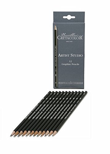 Brustro Stitched Bound A5 Size Artists Sketch Book 110 GSM and Cretacolor Artist Studio Line Graphite Pencil (Pack of 12) 1