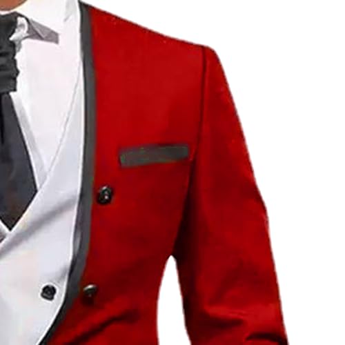 Men's 3 Piece Slim Fit Tuxedo Set 1 Button Solid Dress Suit Shawl Collar Jacket Vest & Trousers4