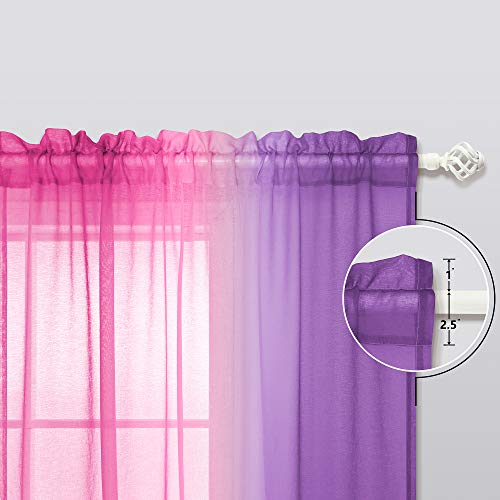 Koufall Kawaii Room Decor For Bathroom Pink And Purple Teen Girls Ombre Kids Curtain Rod Pocket Small Curtains For Girl Bedroom Decorations 45 Inch Length #TOP3