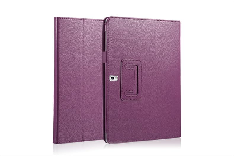 Generic Slim Folding Folio Stand Case for Samsung Galaxy Tab Pro 10.1 Tablet SM-T520/T525 P600, Lightweight Magnetic Closure PU Leather Flip Shockproof Auto Wake/Sleep Smart Cover Purple