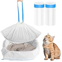 40 Stück Katzenklo Beutel, 65 ×30cm Katzenstreu Müllbeutel mit Zugband, Katzentoilettenbeutel, Katzenstreutasche, Reißfeste & Auslaufsichere Katzentoilettenbeutel für Katzenklo und Haustierabfälle