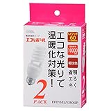 オーム電機 電球形蛍光灯 エコなボール60W形口金E26電球色スパイラルタイプ2個入り EFD15EL/12NX2P