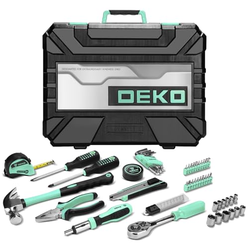 Image of DEKOPRO Tool Set: 228 Piece Home Tool Kit, Household Basic Repair Tool Set Comes with Storage ToolBox, Socket Wrench Set for Car, Hand Tool Box Set for Home - Turquoise