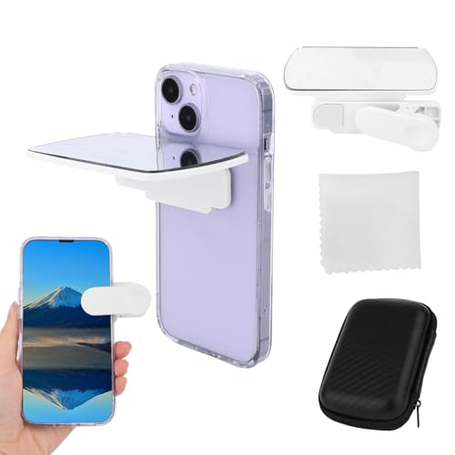 Smartphone Camera Reflector, Adjustable Smartphone Camera Mirror Reflection Clip with Storage Case and Cleaning Cloth for All Mobile Phone Cameras