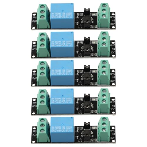 EasyByMall 5pcs 3V 1 Channel Relay Module Board with Optocoupler Insulation Control 10A Load Capacity for DIY Electronics Projects