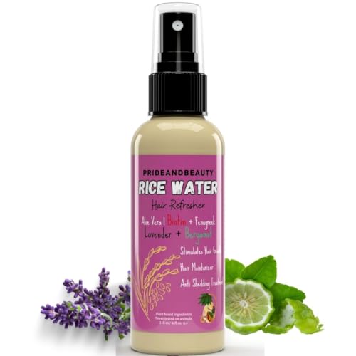 Rice Water For Hair Growth - Hair & Scalp Treatment, Rosemary Water Spray For Hair Growth, Infused with Biotin, Vegan Non-Greasy Spray Naturally Thicker hair. (Sweet Orange + Bergamot, 4 OUNCES)