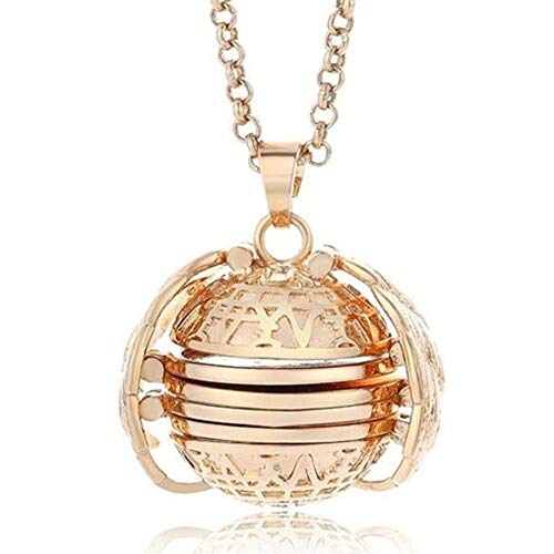 SELUXU Collar de fotos de plata antigua que se expande a las alas del collar colgante Medallón 18 mm Cuadros 4 Cuatro