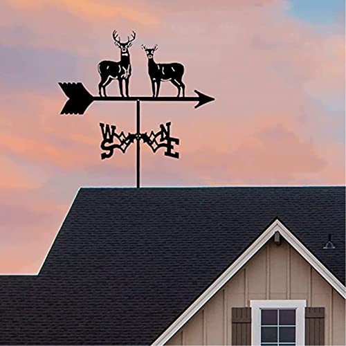 Weathervane, Weathervanes Weathervane Two Deer, Weathervane Ornament, Roof Decoration Of Farmhouse Garden Courtyard-Big And Small Sheep Weather Vane (Color : Black) #TOP4