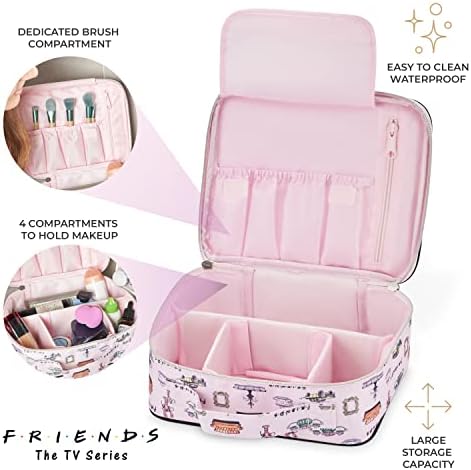 Friends TV Makeup Bag Cosmetic Case Organiser with Compartments | Friends Merchandise Vanity Travel Beauty Box Make Up Case | Make Up Storage for Women | Hairdressing Tools Gifts | Officially Licenced