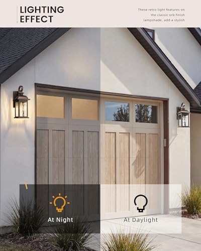 Image of FEMILA Outdoor Wall Light Fixture, Exterior Waterproof Wall Sconce, 15 inch Exterior Front Porch Lights, Anti-Rust ORB Finish with Water Ripple Glass, UL Listed, 4FD54B ORB-WP