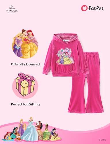 Image of Disney Frozen Princess Minnie Stitch Girl Clothes Long Sleeve Knot Front Sweatshirt Flare Pants Fall 2 Piece Outfit 2-9Y