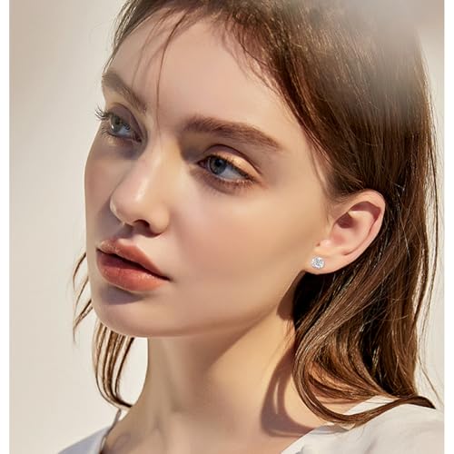 Threadless Flat Back Stud Earrings, 5 Pairs Titanium Hypoallergenic for Earrings Women Men, Silver Stud Surgical Stainless Steel Stud Earrings Set for Cartilage 2-6mm (Silver)