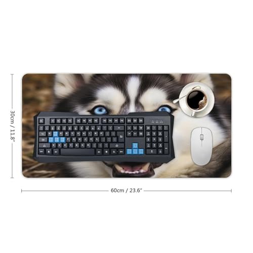 Mouse Pad Grande de Goma Blanca con Diseño Husky miniatura 2