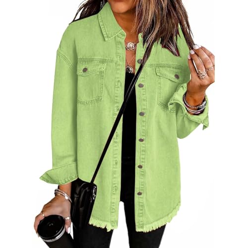 2025 New Women's Casual Denim Button Down Distressed Jacket