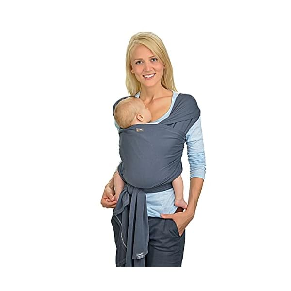 Hoppediz Elastisches Tragetuch - Babytragetuch für Neugeborene ab Geburt - 100% Bio-Bauwolle (GOTS) - Anthrazit 4,60 m – Bild 3