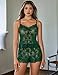 Avidlove Sexy Pajama Set for Women Floral Lace Lingerie Set Sheer Sleepwear See Through Cami Shorts 2 Piece (Lake Green,S)