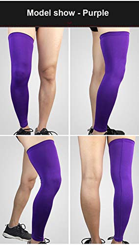 Mcolics Sports Non Slip Compression Full Knee Leg Long Sleeves (1 Pair) For Adult Men Women, Leg Pant Tights Knee Brace Thigh Calf Support For Basketball Football Cycling Running (Purple, Large) #TOP5