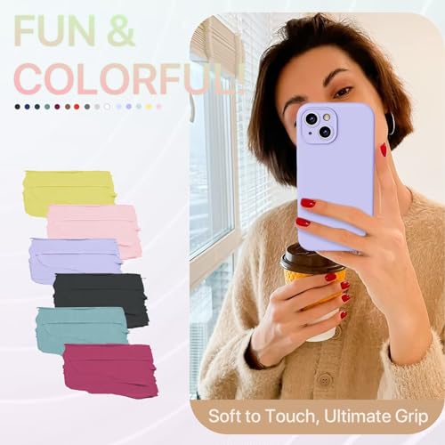 Image of GOODVISH Compatible with iPhone 15 Case, Silicone Upgraded [Enhanced Camera Protection] Phone Case with [2 Screen Protectors], Soft Anti-Scratch Microfiber Lining Inside, 6.1 inch, Violet