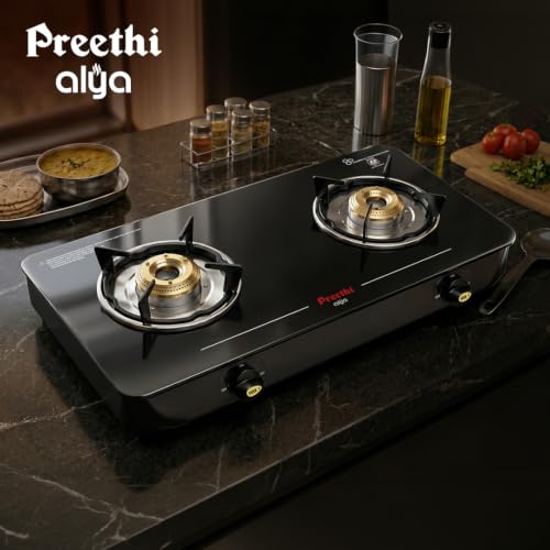 Image of Preethi Alya 2 Burner Glass Top Gas Stove, 5-Year Glass & Burner Warranty