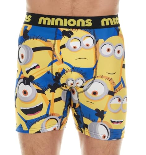 Minions Men's Boxer Briefs - No Fly, Anti-Chafing Stitching, Comfort Shaped/Cotton Lined Crotch