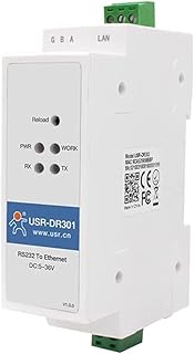 PUSR USR-DR301 Din Rail RS232 Serial to Ethernet Converter Tiny Size RS232 Ethernet Serial Device Server Supports Websocket Dropship (US Plug)