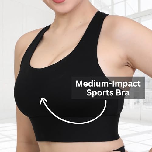 Image of GLAMORAS Women Polyester Spandex Medium Impact Front Zip Sports Bra Longline Fitness Criss Cross Back Crop Tops Tank Gym Yoga Workout, Size: M-2XL