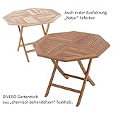 DIVERO GL05529 8-eckiger Balkontisch Gartentisch Beistelltisch Holz Teak Tisch für Terrasse Balkon Wintergarten witterungsbeständig behandelt massiv Ø 100 cm natur - 4