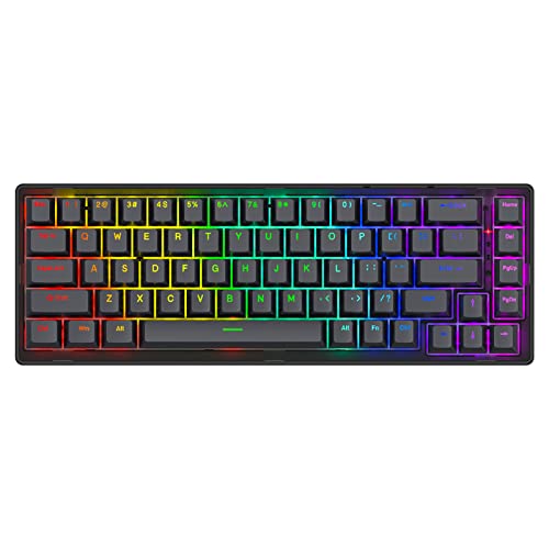 NPET K611 Wireless 60% Triple Mode BT5.0/2.4G/USB-C Mechanical Keyboard, 68 Keys Bluetooth Mechanical Keyboard, Compact Gaming Keyboard for Windows/Mac/Android/iOS (Hot Swappable Red Switch, Black)
