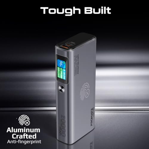 Image of Promate 130W Laptop & Mobile Power Bank (20000mAh) | Smart TFT LCD Screen, USB-A QC 3.0, Dual Type-C Input /Output Ports, Over-Heating Protection | Power Bank for Laptop, iPhone and Android, Titan-130