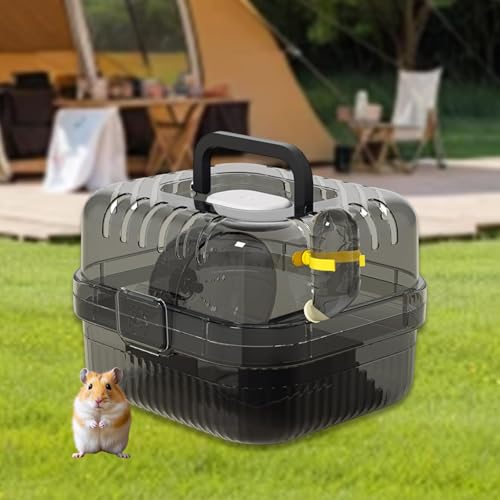 Cage pour hamster et rongeur portable noire avec accessoires - 6