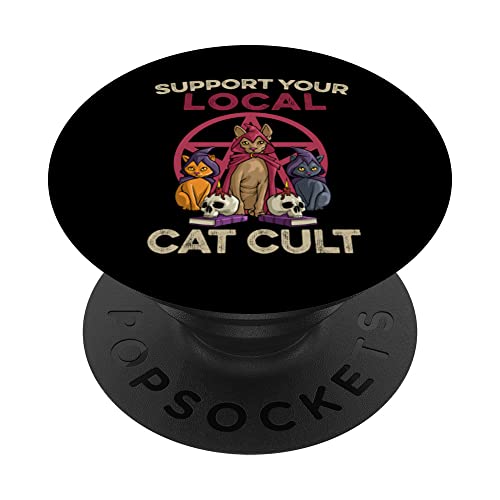Apoya a su gato local Culto Kitty Cat Lover Retro Ocult PopSockets PopGrip Intercambiable Cover