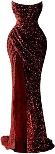 Mermaid Prom Dress 2024 Sparkly Dresses for Women 2024 Party Formal Evening Gowns with Slit