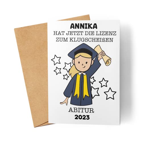 Kiddle-Design Abitur Karte Personalisiert Glückwunschkarte zum Abitur Abi Geschenk Schulabschluss Mädchen Sprüche Lustig Karte Prüfung Bestanden Abschluss Schule Cover