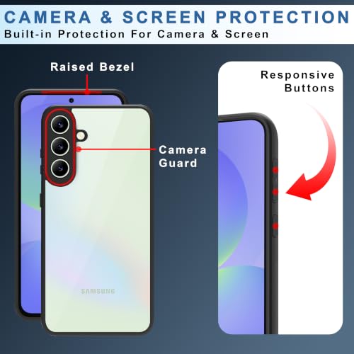Image of CEDO Backcover for Samsung Galaxy A37 (5G) | Camera Protection Bump Shockproof Edge | Ultra Hybrid Transparent Acrylic Clear TPU+PC Hard Backcase Cover (Black)