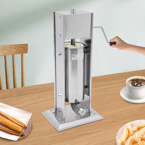 Commercial Manual Churros Maker Machine with 4 Nozzles,5L Home Vertical Stainless Steel Spanish Donut Churrera Churro Maker Machine Filler for Bakery,Food Factory,Cafeteria