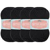 BambooMN Brand - Cotton Select Yarn - 4 Skeins - Col 001 - Witching Hour Black